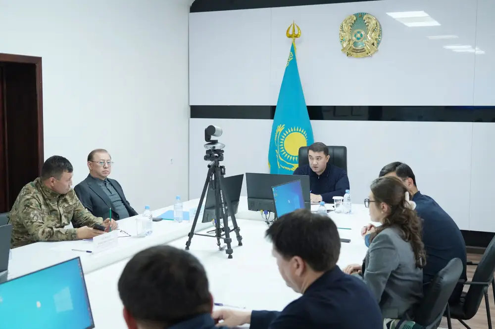 ПОЖАР В ТУРКЕСТАНСКОЙ ОБЛАСТИ: КАНАТ БОЗУМБАЕВ ПРОВЕЛ ЗАСЕДАНИЕ ПРАВИТЕЛЬСТВЕННОЙ КОМИССИИ (4)