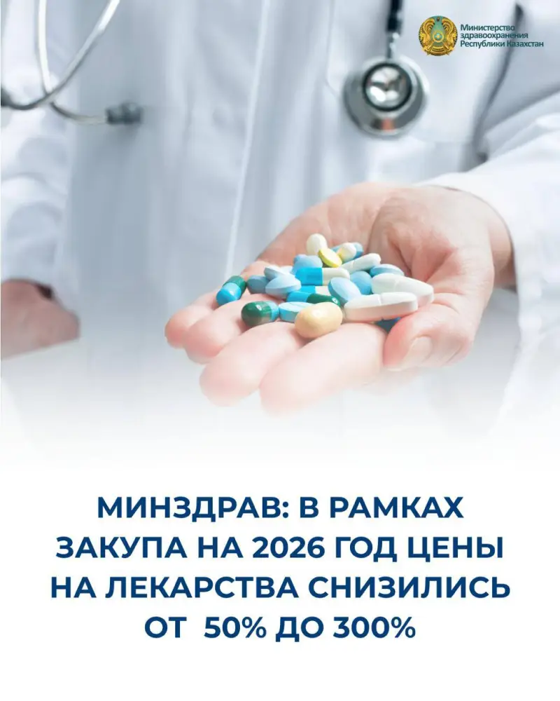 МИНЗДРАВ: В РАМКАХ ЗАКУПА НА 2026 ГОД ЦЕНЫ НА ЛЕКАРСТВА СНИЗИЛИСЬ ОТ 50% ДО 300% (3)
