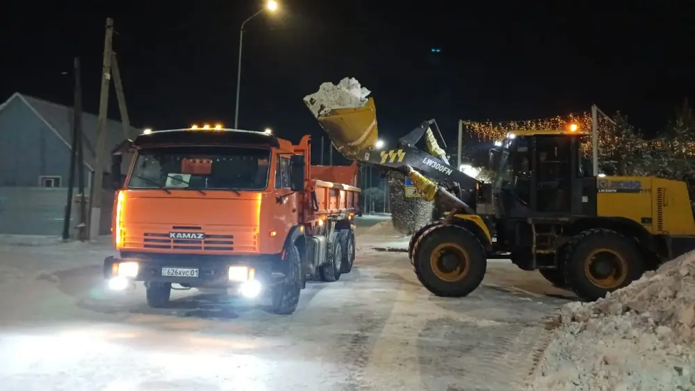 Около 1 200 единиц спецтехники заняты в снегоуборочных работах в Астане ночью (8)