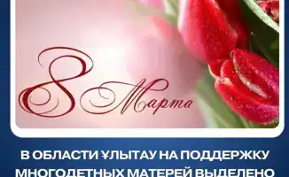 В регионе Ұлытау реализуется программа поддержки многодетных матерей с выделением 187,5 миллионов тенге
