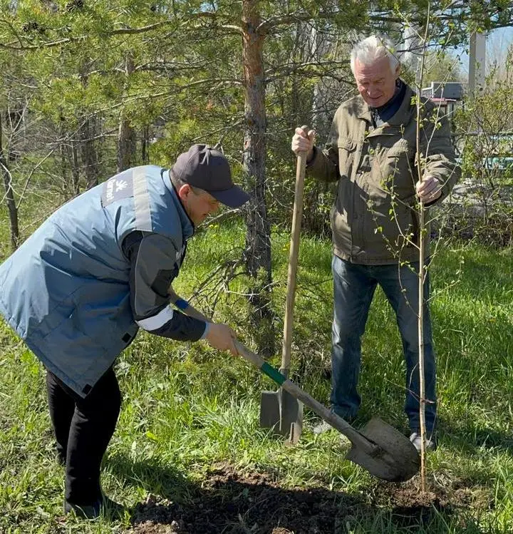 Выпускники и студенты индустриального университета высадили «Аллею поколений» в Темиртау (6)