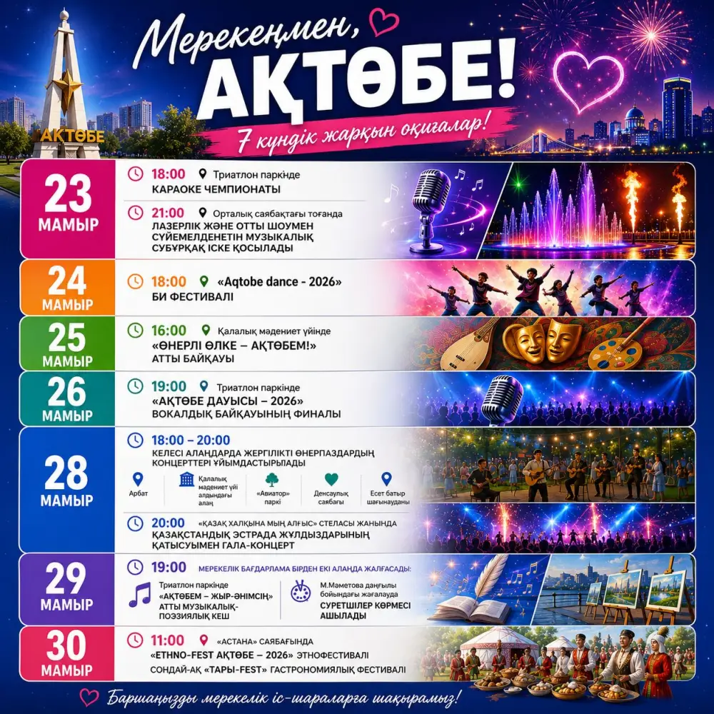 28 мая нашему городу исполнится 157 лет. Как в Актобе отметят День города? Куда идти и что смотреть? (4)