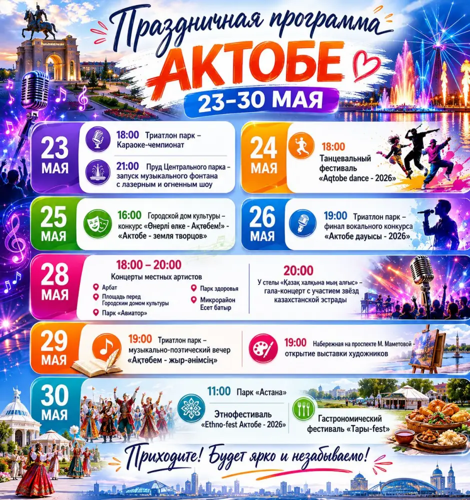 28 мая нашему городу исполнится 157 лет. Как в Актобе отметят День города? Куда идти и что смотреть? (2)