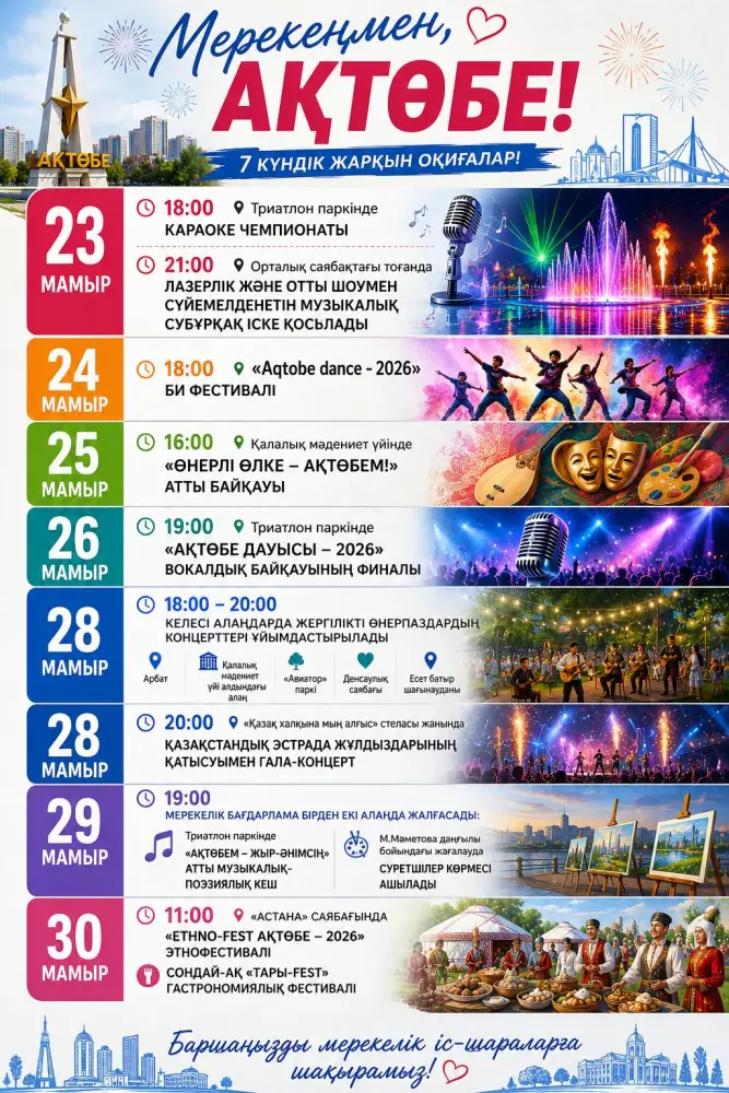 28 мая нашему городу исполнится 157 лет. Как в Актобе отметят День города? Куда идти и что смотреть? (3)