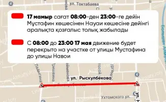 Перекрытие улицы Рыскулбекова в Алматы: последствия для движения и предупреждения для водителей